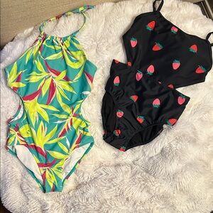 Two old navy girls bathing suits. Size 10/12.